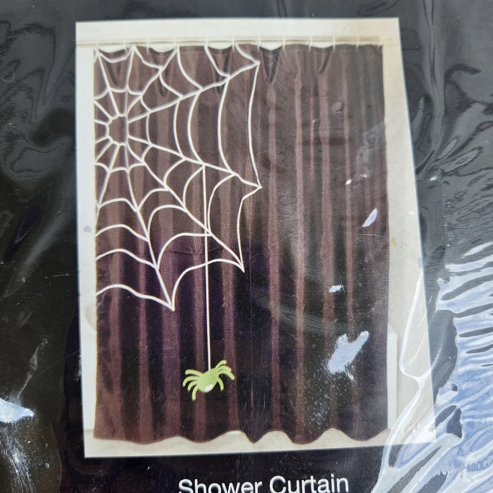 Jo-Ann Halloween Shower Curtain Black Spider Web 72